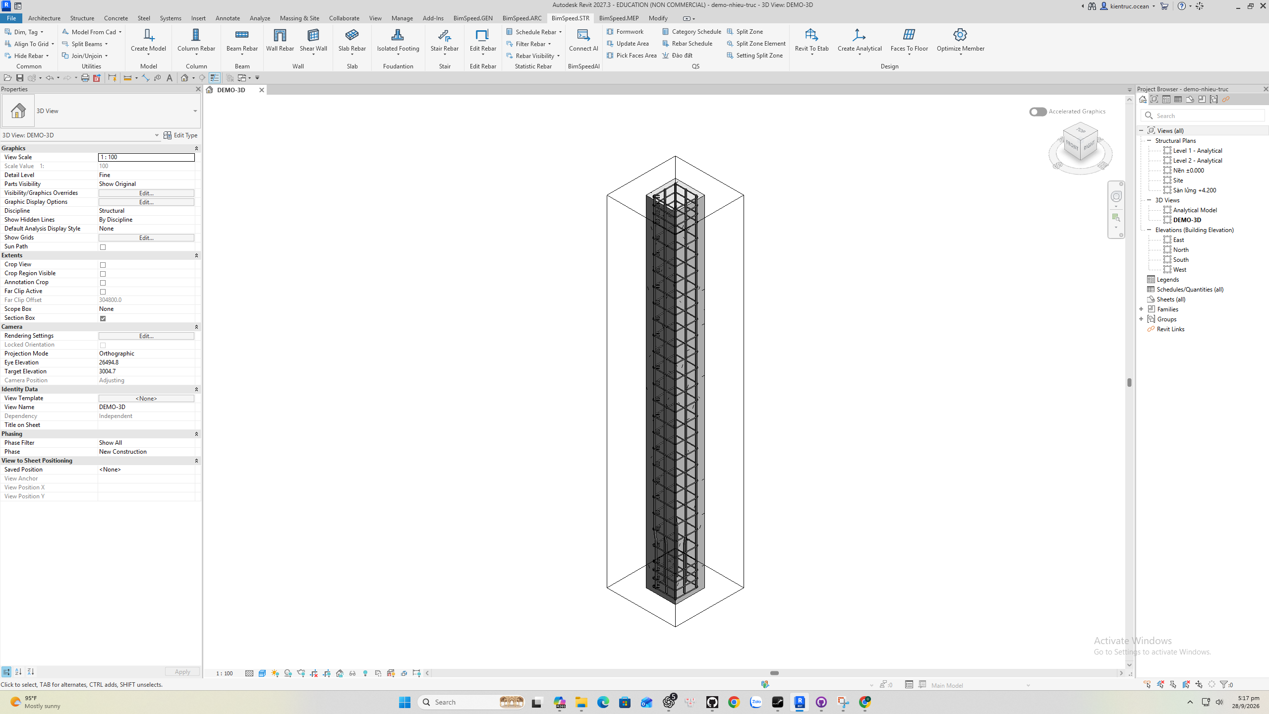 Actual column reinforcement cage created in Revit 3D by classic Column Rebar